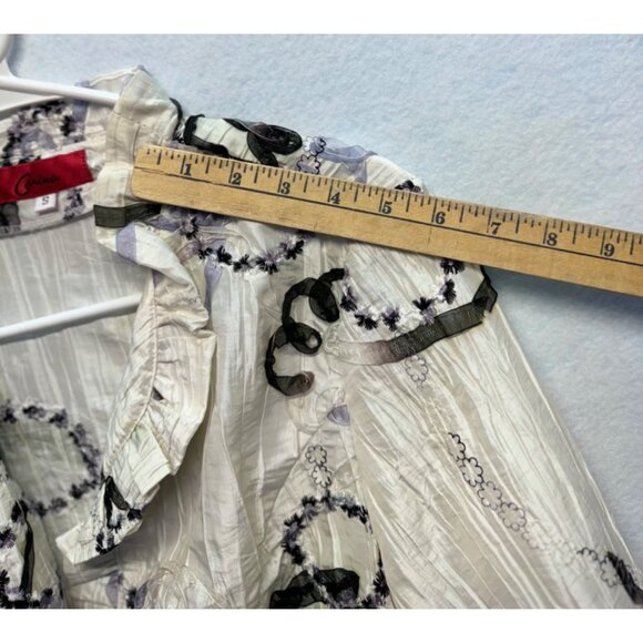 Vintage Carina Ruffle Blouse Abstract Floral Long Sleeve Size Small - Picture 5 of 9